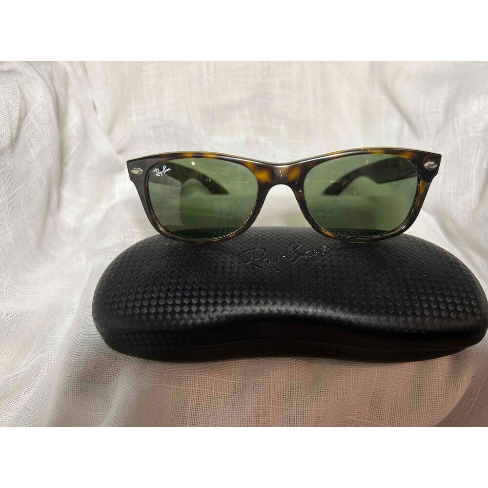 RayBan Striped Grey Green Lenses Full Rim Wayfarer Sunglasses